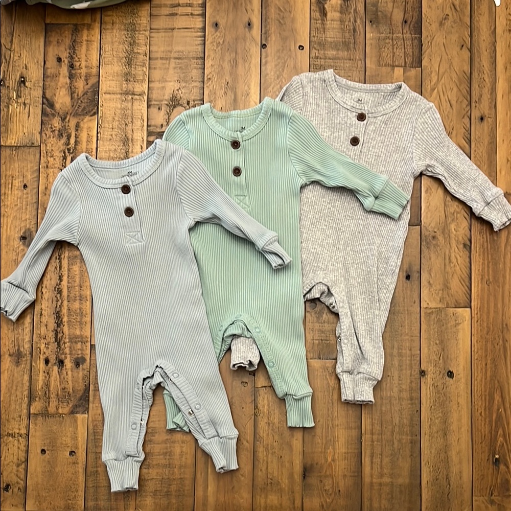 Baby One Piece Set - Blue, Green, Gray